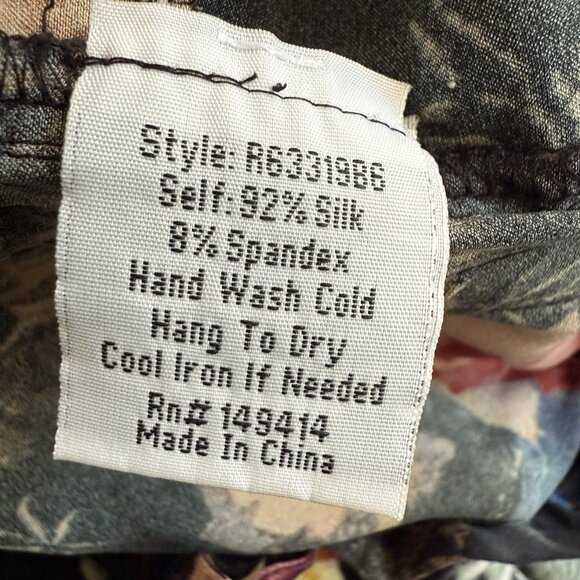 Johnny Was Black w/ Multicolor Floral Printed Silk Drawstring Pants Size S - Picture 7 of 7